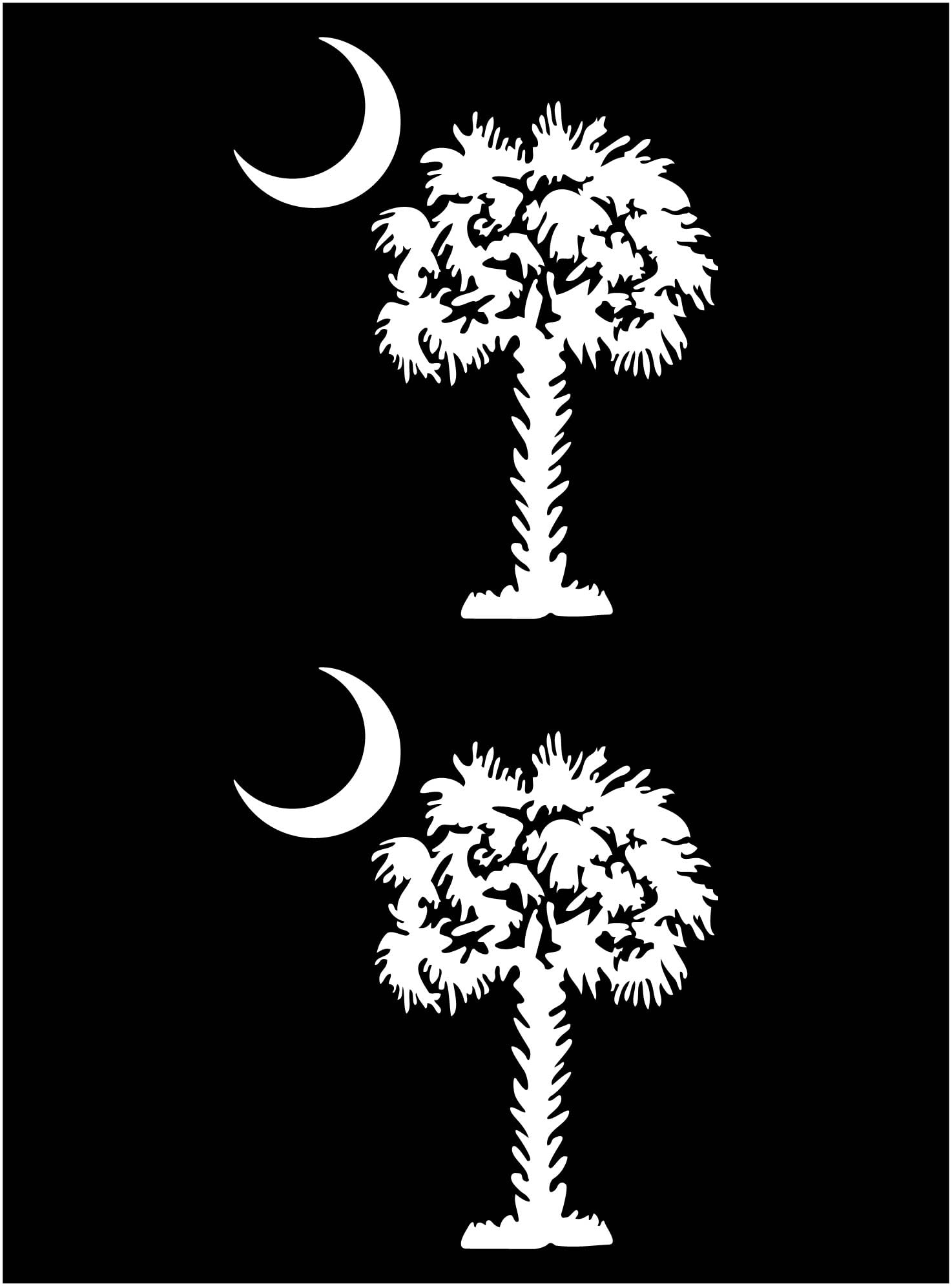 South Carolina Palmetto Moon (Detailed Style) 3" Decal Sticker 2 Pack White