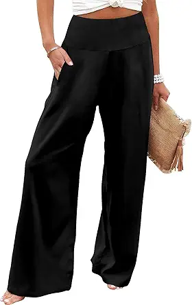 JZC Women's Palazzo Lounge Pants Casual Wide Leg Pants High Waist Flowy Toursers with Pockets