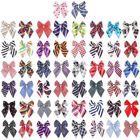Segarty 50pcs Dog Bowtie, Adjustable Bow Ties Collars for Small Medium Dog, Comfortable Cats Neck Bow Tie Large Puppy Cute Neckties Pet Grooming Accessories for Birthday Wedding Gift Cover