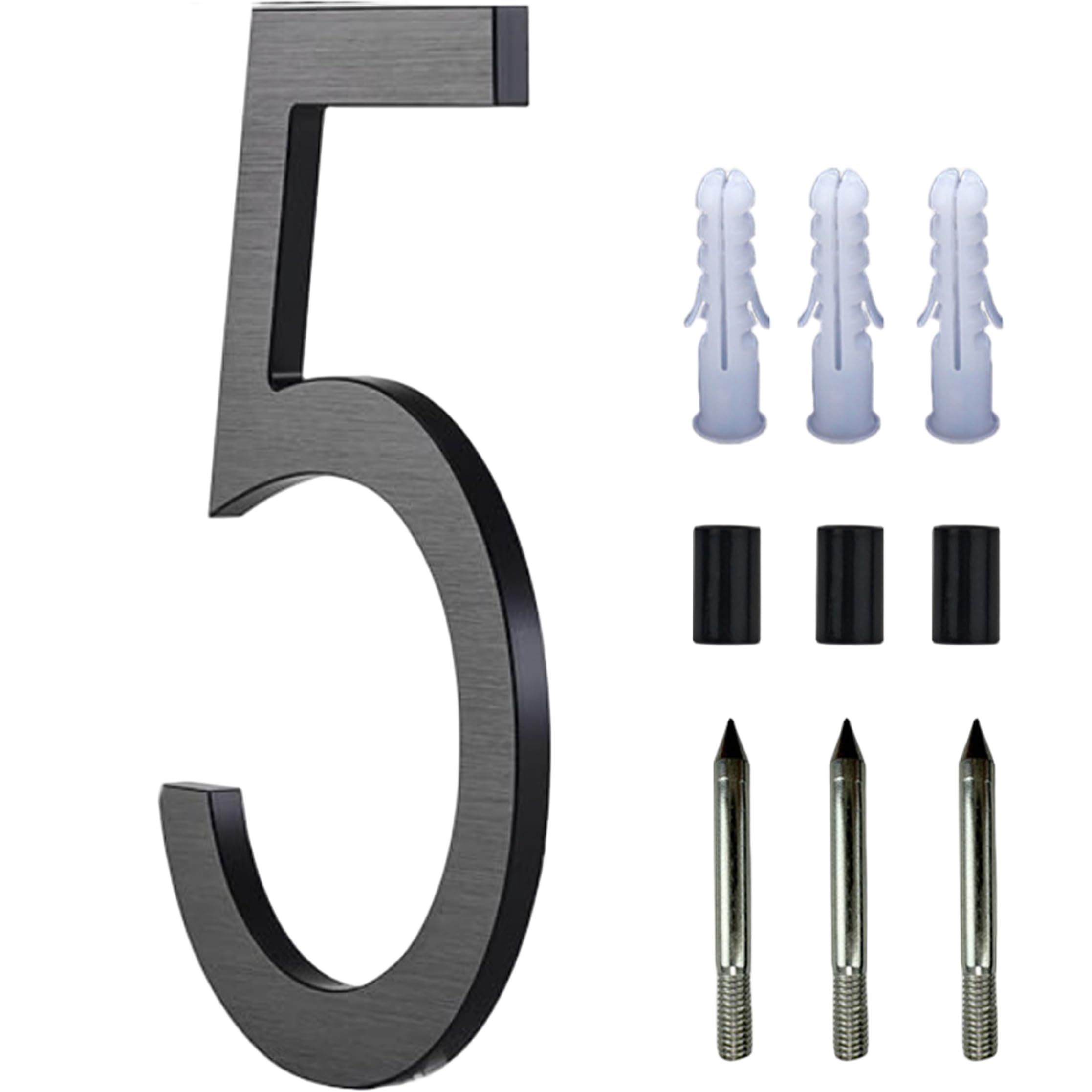 Xdyyjrasa 5 Floating House Number - Aluminum Outdoor House Numbers With Accessories, Inch Black Mailbox & Address Number(5)