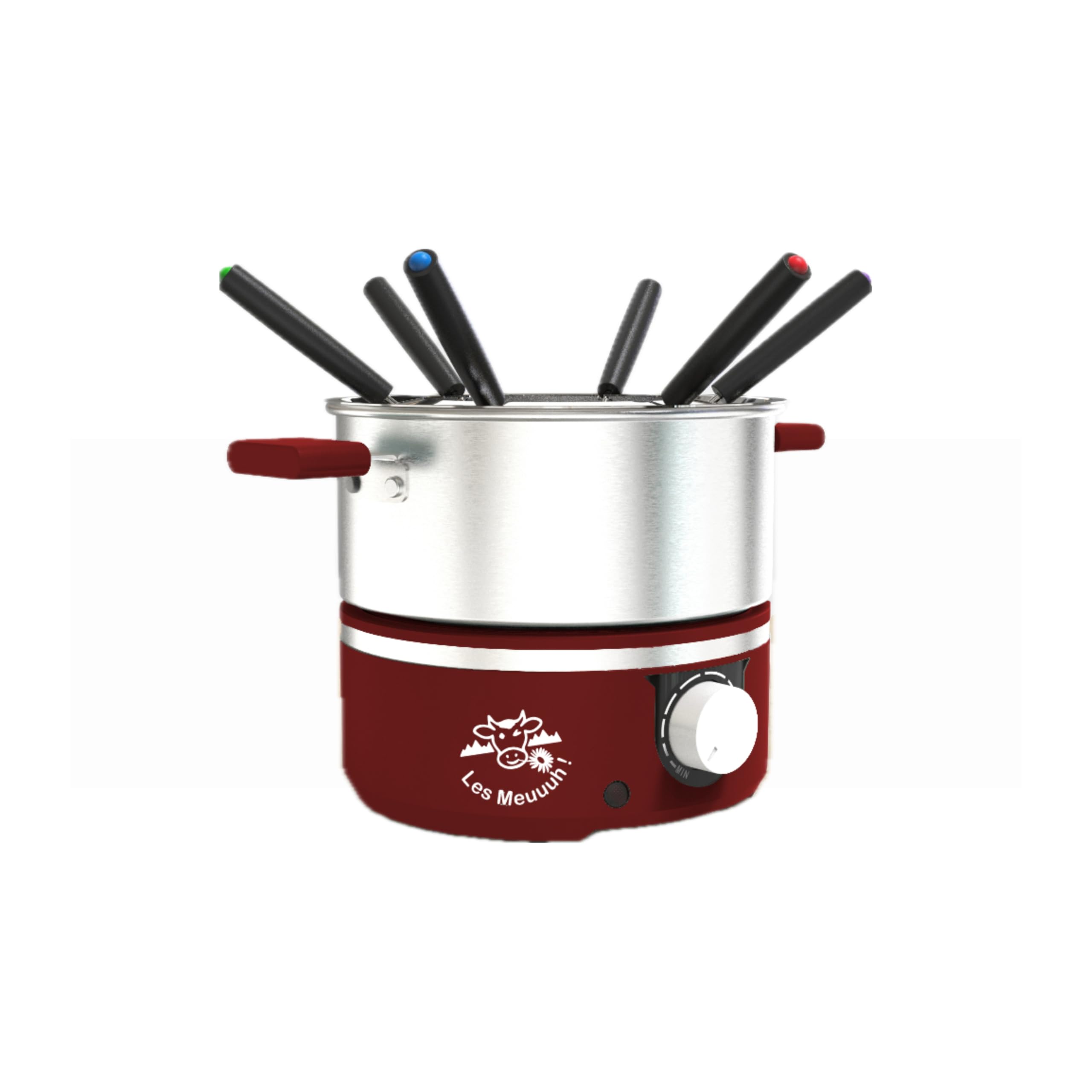 LITTLE BALANCE 8962 Little Fondue Meuuuh...!, dispositivo de fondue para 6 personas, sartén de acero inoxidable, apto para inducción, 1,8 litros, 650 W, chile