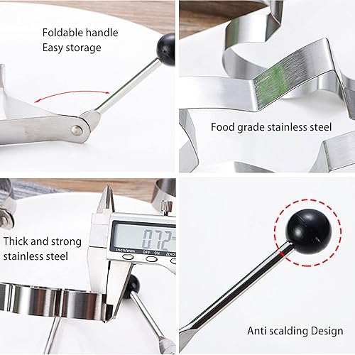 Miniatura 5 de Anillos de cocina de huevos de acero inoxidable de 5 formas, moldes de huevo, fabricante de panqueques con mango