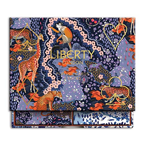 Liberty London Maxine Playing Cards, 2 Decks – Standard Size Playing Cards with Unique Artwork, Sturdy Exterior Drawer Box with Foil-Stamped Art