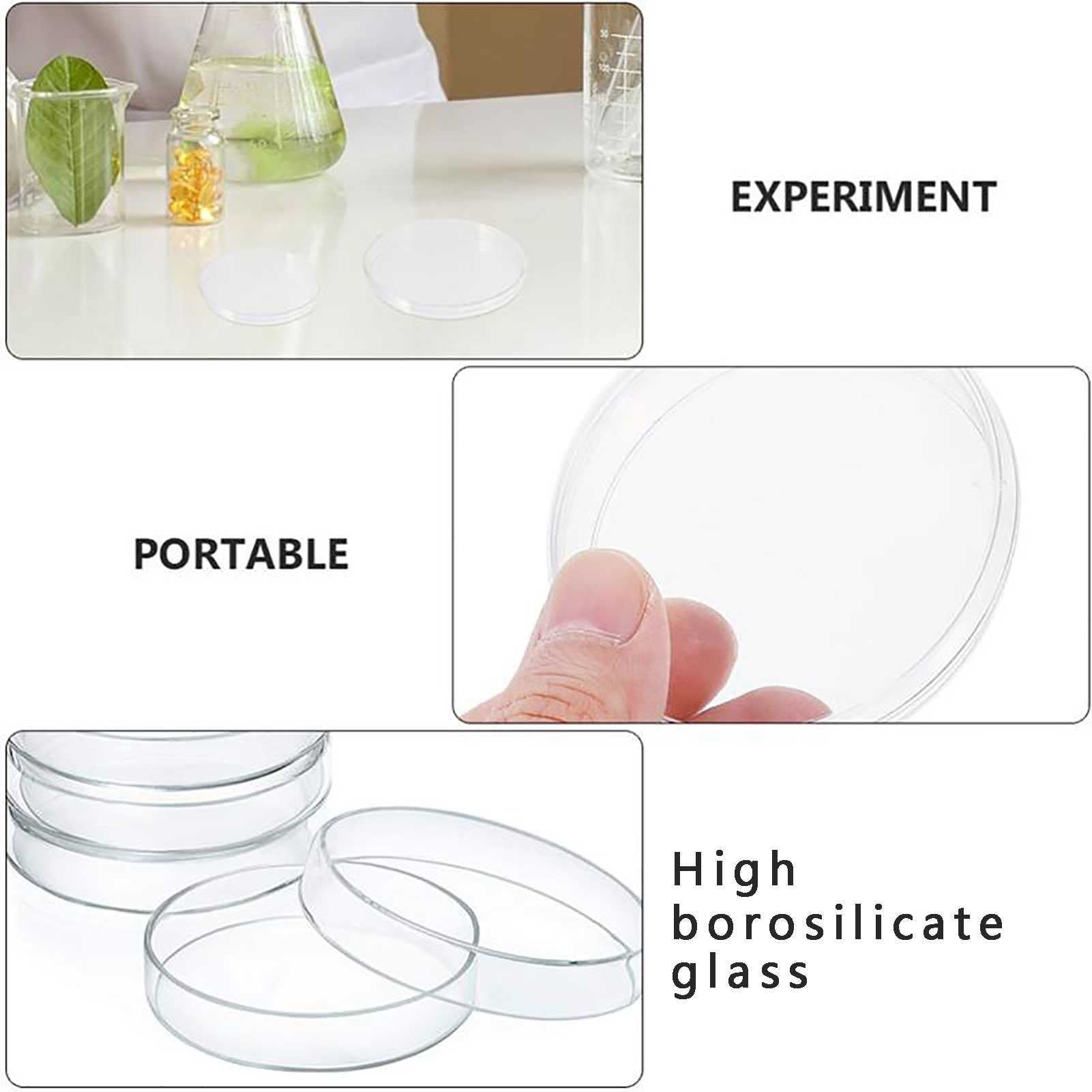 30 PCS 90 x 15 mm Vidrio estériles Platos Petri, Conjunto de Platos de Cultura de bacterias, for Laboratorio Suministros de Laboratorio científico biológico de Laboratorio