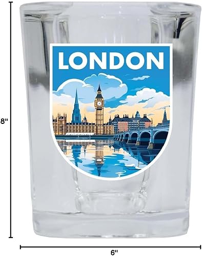 Miniatura 4 de R and R Imports London England Design A Souvenir - Vaso de chupito cuadrado de 2.5 onzas, paquete de 2 unidades