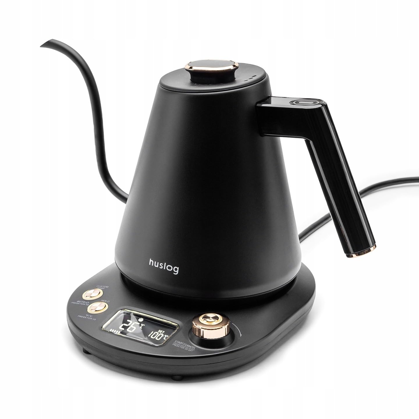 Hervidor Eléctrico de Cuello de Cisne 1L, Control de Temperatura (40 °C), Función Mantener Caliente, Pantalla LCD, Acero Inoxidable, 1100 W - Ideal para Café y Té