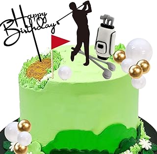 Golf Cake Topper with Stand Bag Clubs Ball Golf Birthday Cake