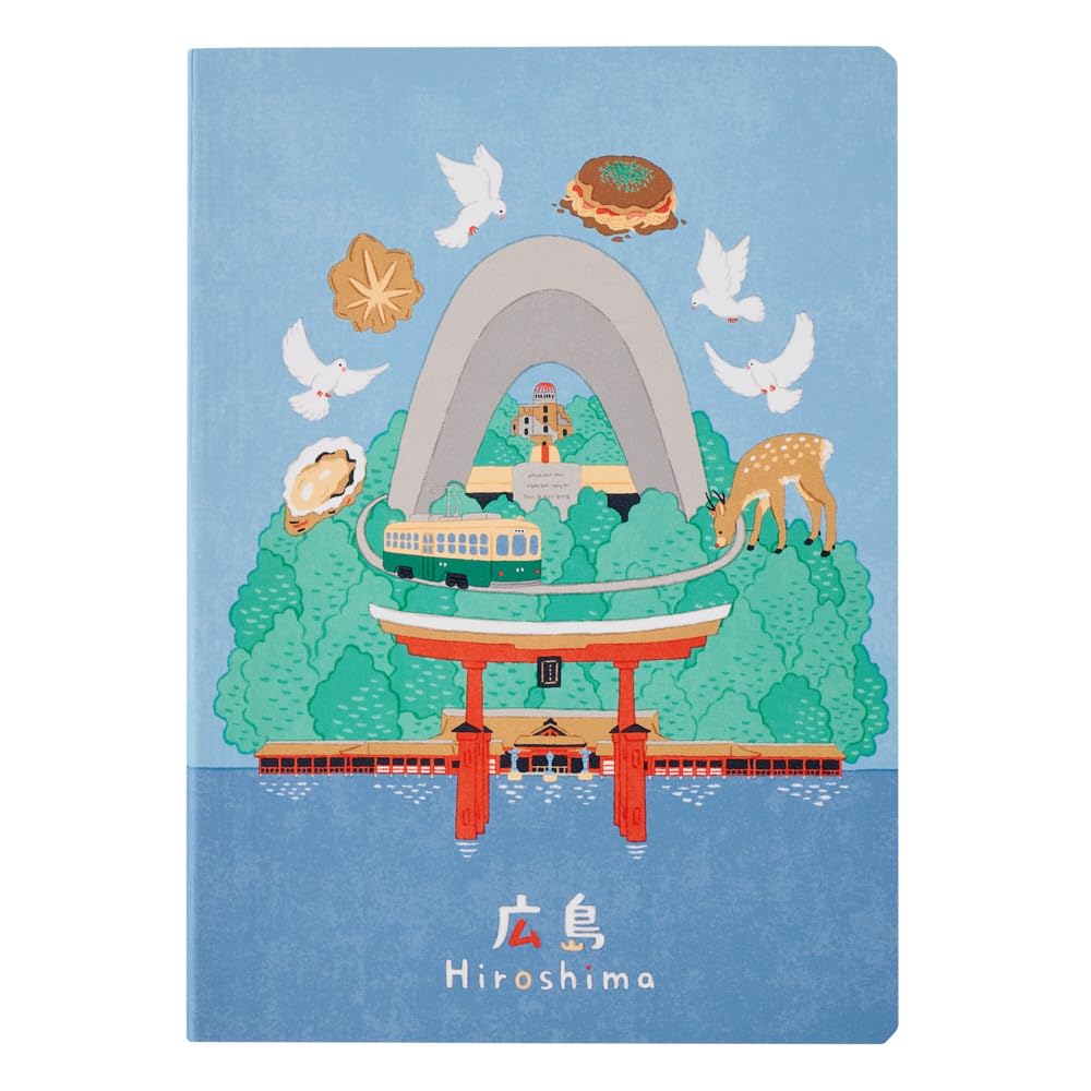 NOLTY JAPAN NOTE, A6 Notebook Featuring Japanese Design, 3.5mm Dot Grid, 80 Pages, Hiroshima, JP0105