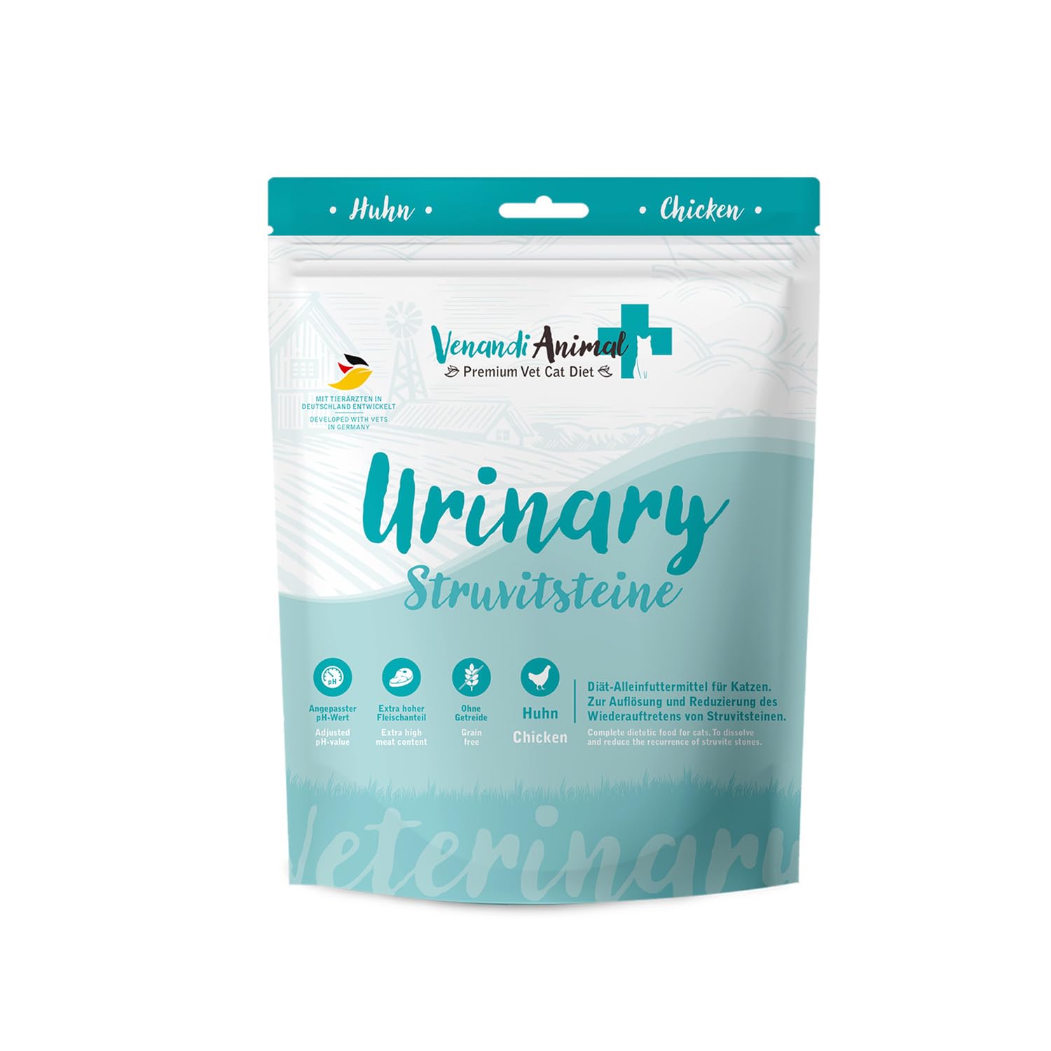 Venandi Animal Vet - Premium Trockenfutter für Katzen - Diät - Urinary - Struvitsteine - Huhn, 1er Pack (1 x 0,3kg), getreidefrei