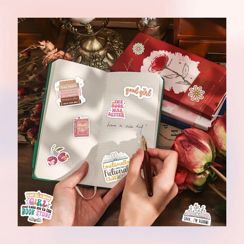 Mrltau 120 Bookish Sticker, Set di Adesivi per Kindle, Custodia, Book Merch, Kawaii, Laptop e Bambini