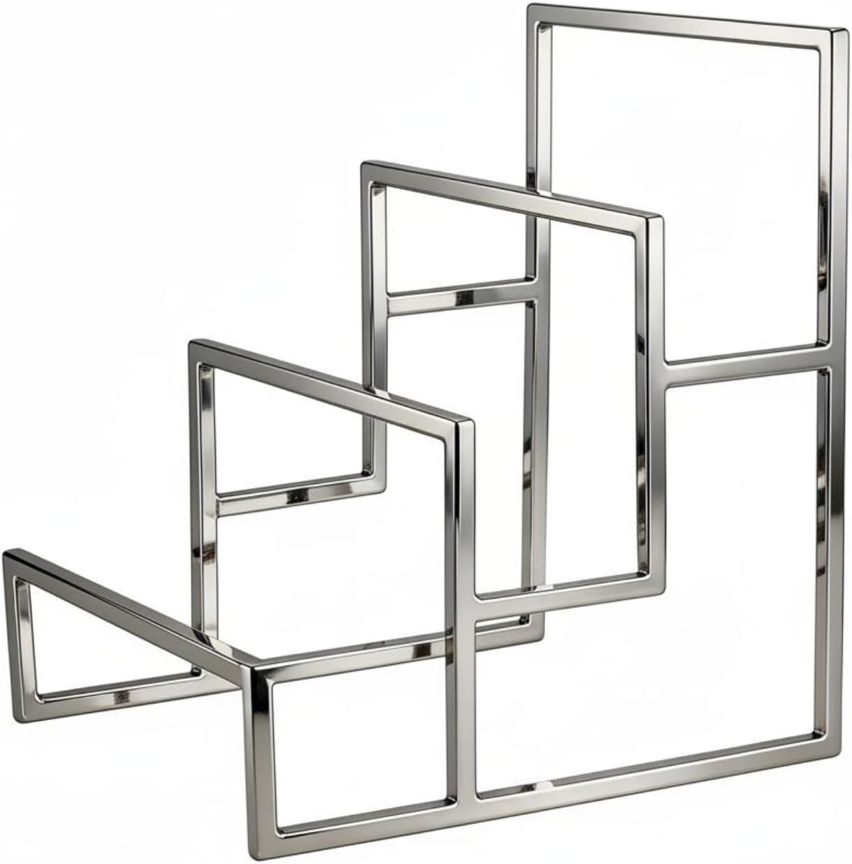 Wallet Display Rack Stainless Steel Purse Stand Holder Organizer Countertop Display With Mirror Finish Compact Vertical Stand For Luxury Clutches Long Wallets Handbags , Silver