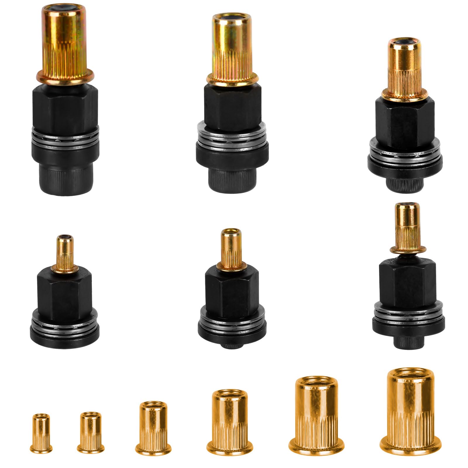 66 Piezas Remachadora Manual de Cabezales Kit, Accesorio para Tuercas M3, M4, M5, M6, M8, M10, Remaches Roscados, Cabezales para Remachar a Mano, Tuerca de Remaches y Cabezas Extractoras