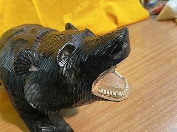 Amazon.co.jp: 木彫り熊 熊の木彫り 釘目 時代物 変わり熊