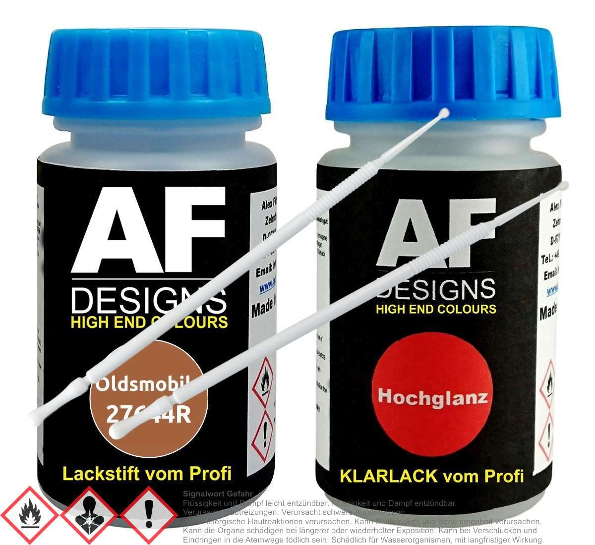 Alex Flittner Designs Paint Pen Set for Oldsmobile 27644R Paragon Bronze Metallic Clear Varnish Swab Car Paint
