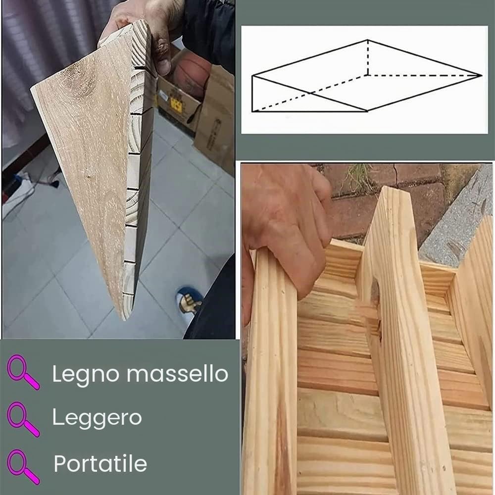 Rampa per Sedie A Rotelle in Legno, Portatile per Disabili, di Marciapiede Carrabile, Altezza 7cm-15cm, A Gradini per Scooter E Bicicletta (31 * 30 * 10cm)