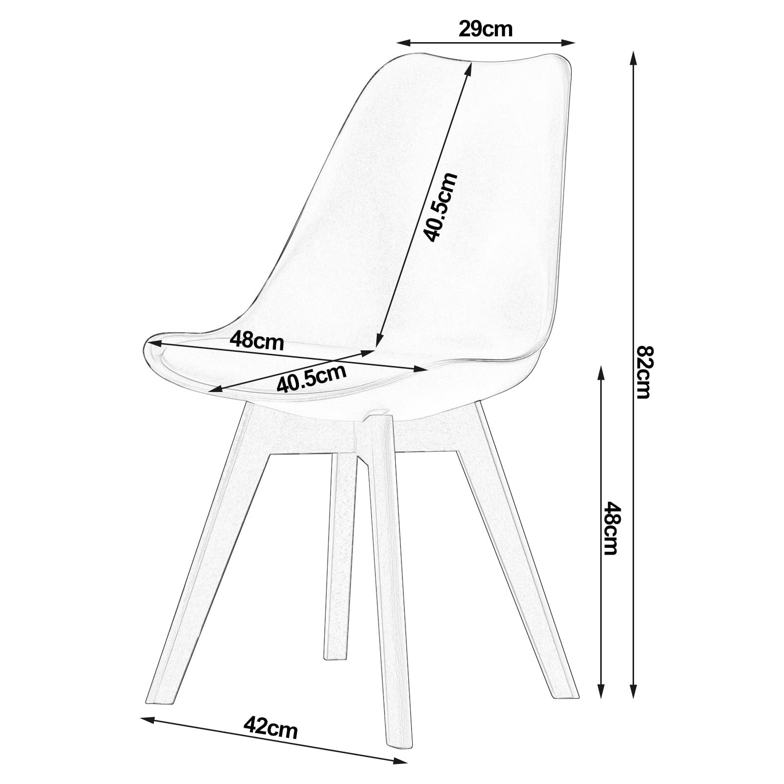 WOLTU Lot de 2 Chaises de Salle à Manger avec Siège Rembourré, Chaise de Salon Scandinave sur Pieds en Bois Massif, Blanc, BH29ws-2