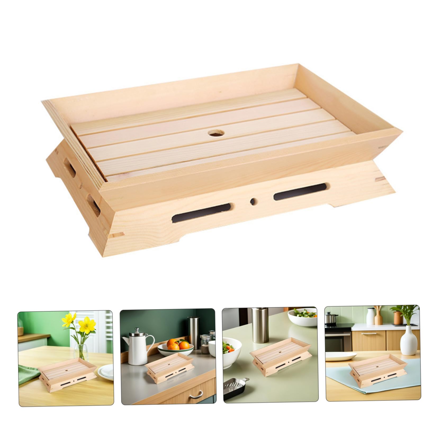 Veemoon 2 Piezas Platos de Sashimi de Madera Japonesa Bandeja Rectangular para Sushi Presentación de Postres y Aperitivos para Hogar Fiesta y Bar