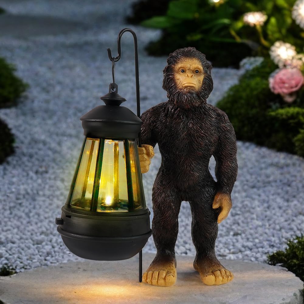 Bigfoot Garden Statues with Lamp Solar Outdoor Decors, Solar Light Big Foot Sasquatch Yard Decorations for Front Porch Patio Lawn Decor, Bigfoot Gifts Sasquatch Gifts Outdoor
