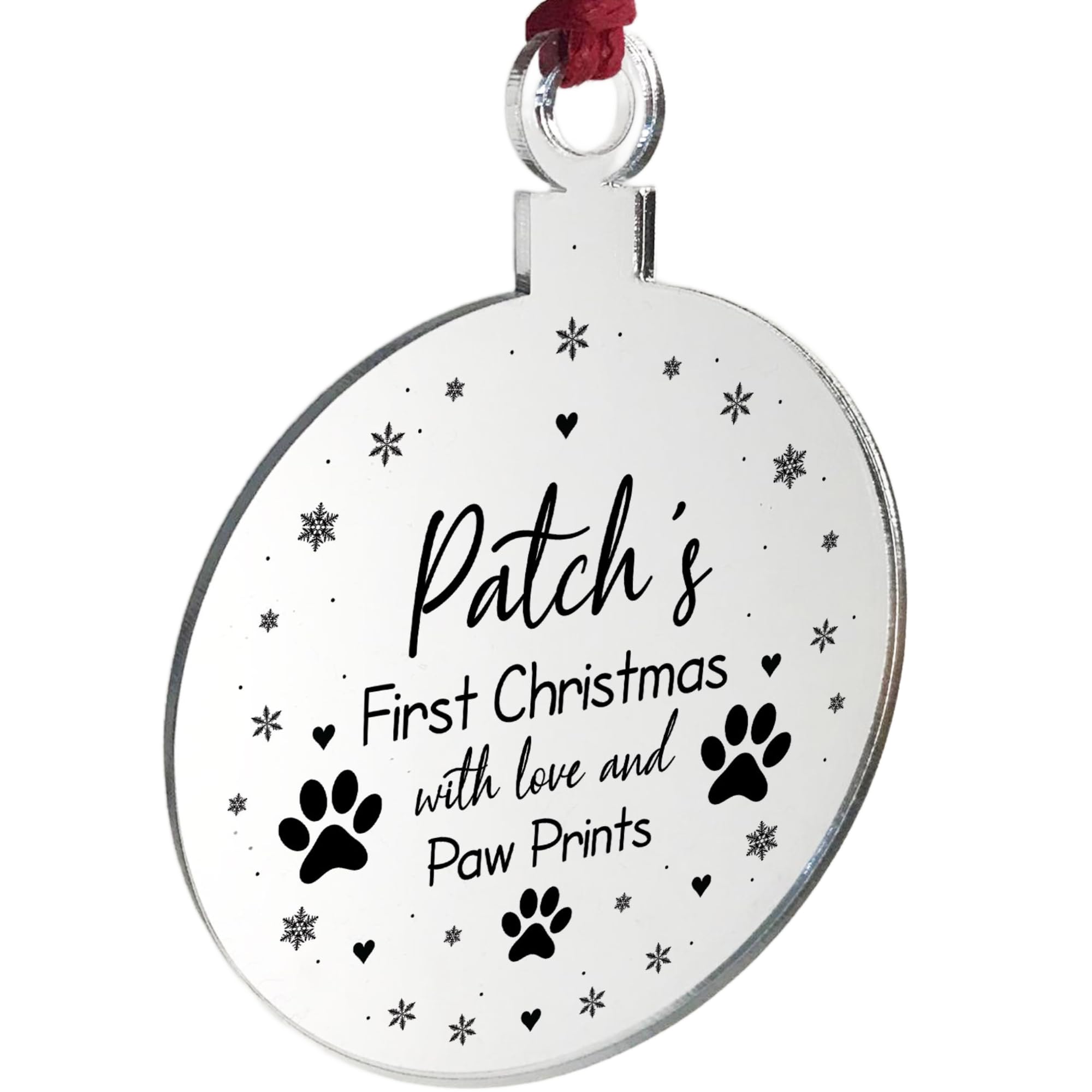 1st Christmas With Any Name Dog Bauble Personalised Engraved Tree Decoration
