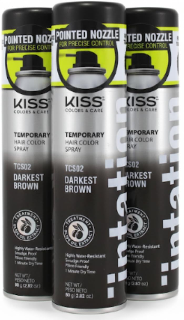 Tintation Temporary Hair Color Spray, Darkest Brown, 2.82 oz (Pack of 3)