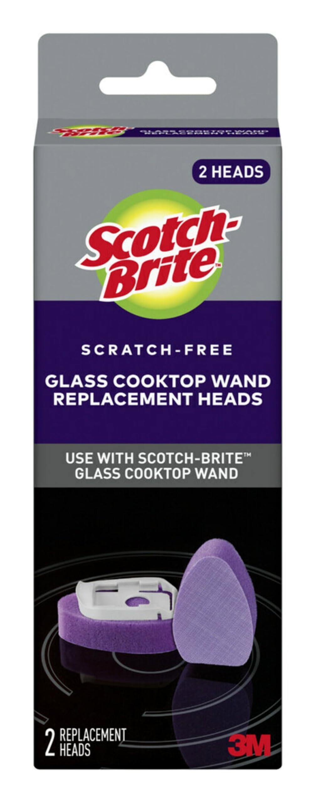 Scotch-Brite Glass Cooktop Wand Replacement Heads, Cleans With Just Water, Tackle Burnt-On Messes, 2 Replacement Heads