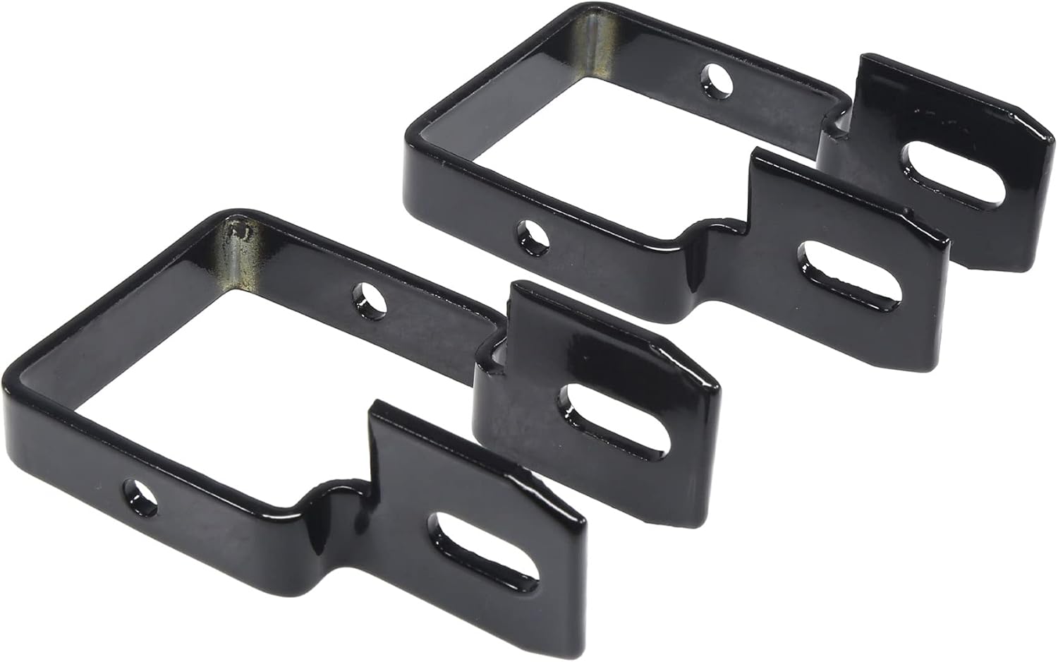 2" Square Steel Fence Brackets with Screws and Bolts | Fence Railing Brackets | Black (Set of 2)