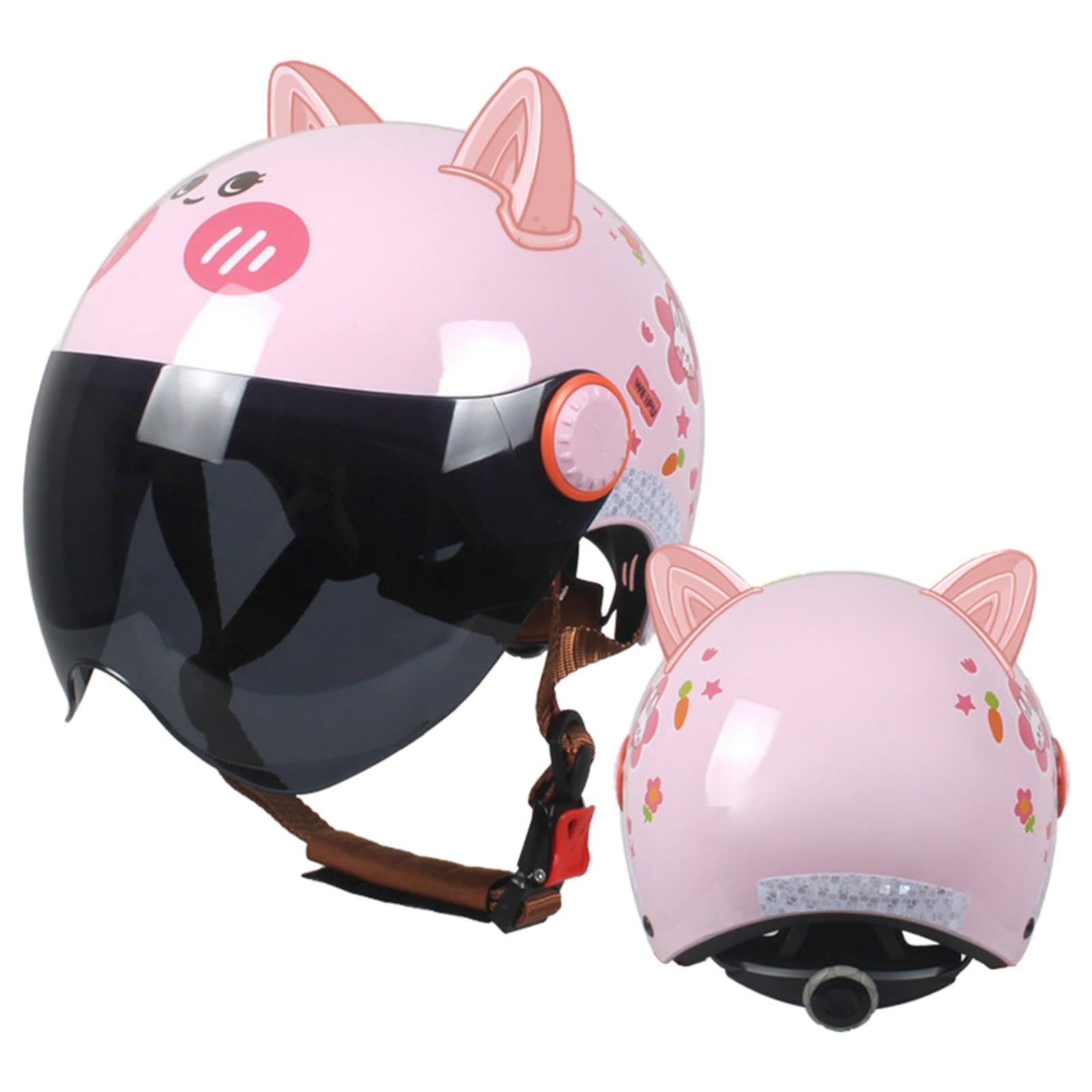 Casco Da Moto Per Bambini, Omologato ECE 22.06, Simpatico Casco Da Scooter Per Bambini Con Visiera, Casco Da Ciclomotore Per Bambini E Bambine Dai 3 Ai 12 Anni