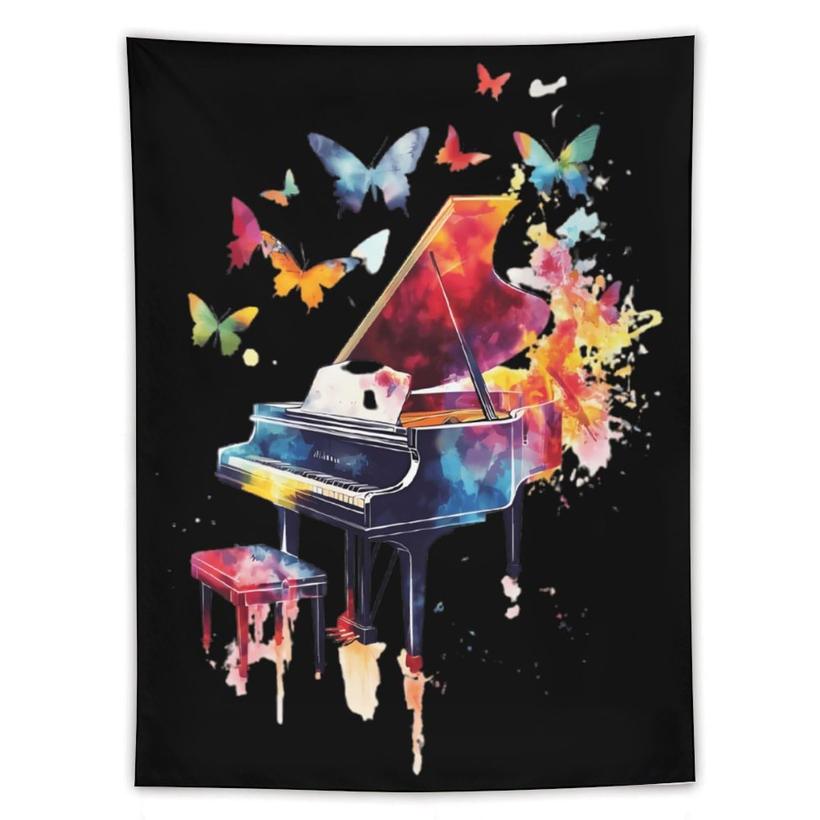 Tapiz vertical de piano y mariposas de alta calidad para decoración de fiestas 8