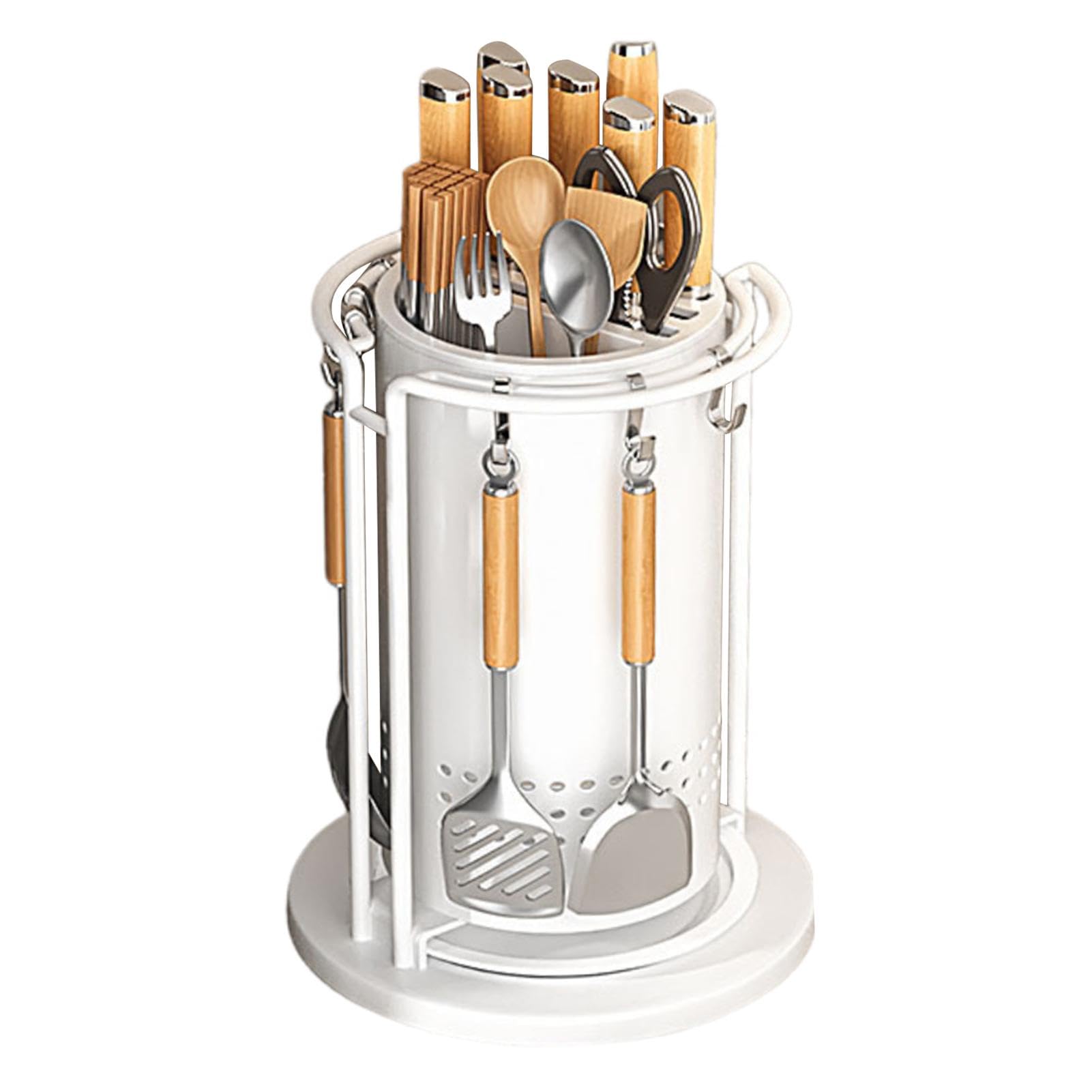 Organiseur de cuisine à 360 degrés, support rotatif pour coupe, support de rangement pour argenterie, organisateur d'ustensiles rotatif, toupie d'ustensiles de cuisine, support de spatule, support de | rangement pour argenterie, organisateur d'ustensiles
