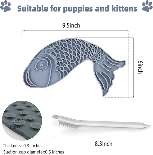 Miniatura 4 de Tapete para lamer gatos, 3 piezas. Tapete para lamer lentos en forma de pez, tapete antideslizante para lamer con ventosas para reducir el