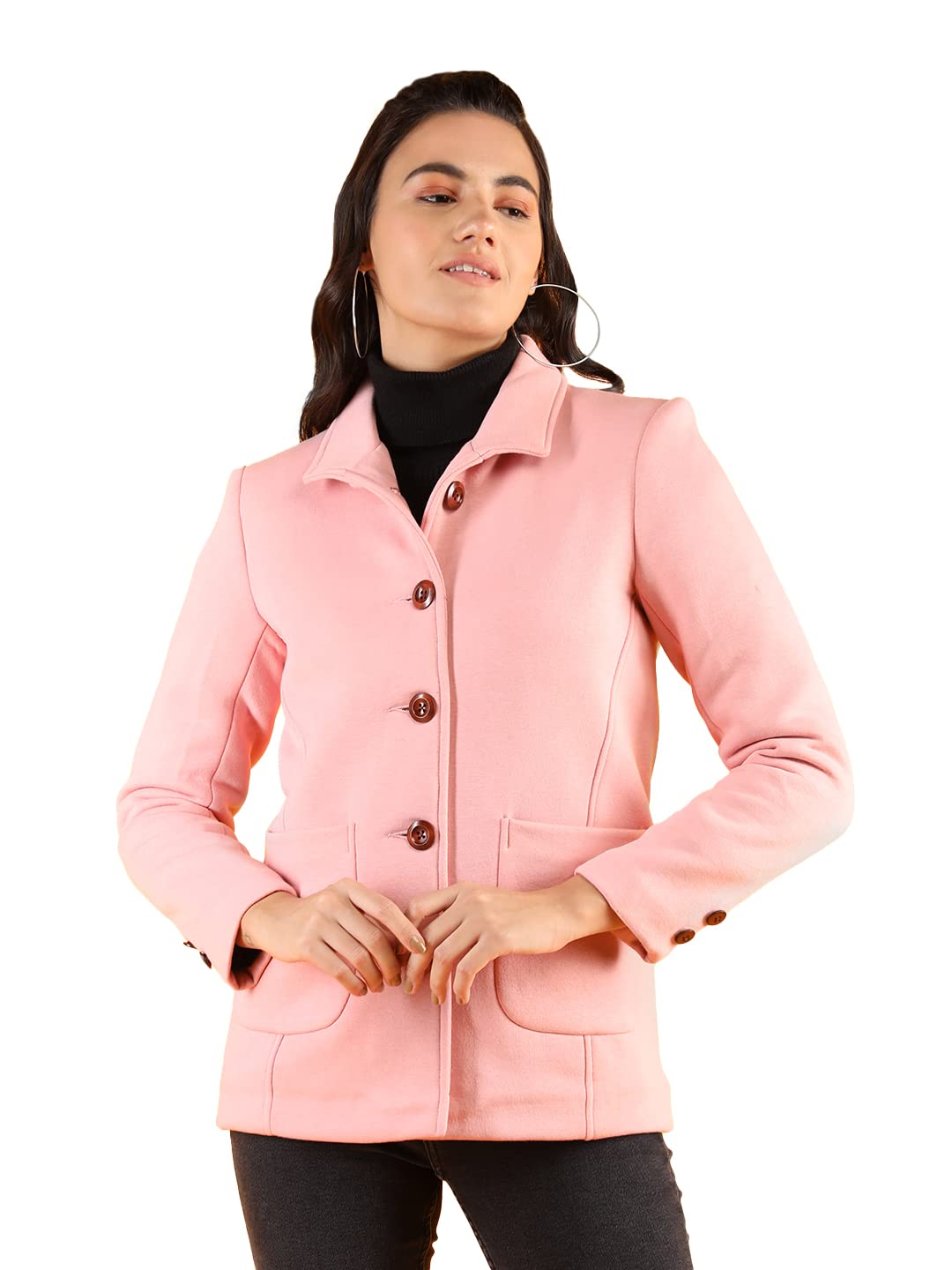 chkokko Winter Wear Single Breasted Stylish Coat Blazer for Women-picture-22