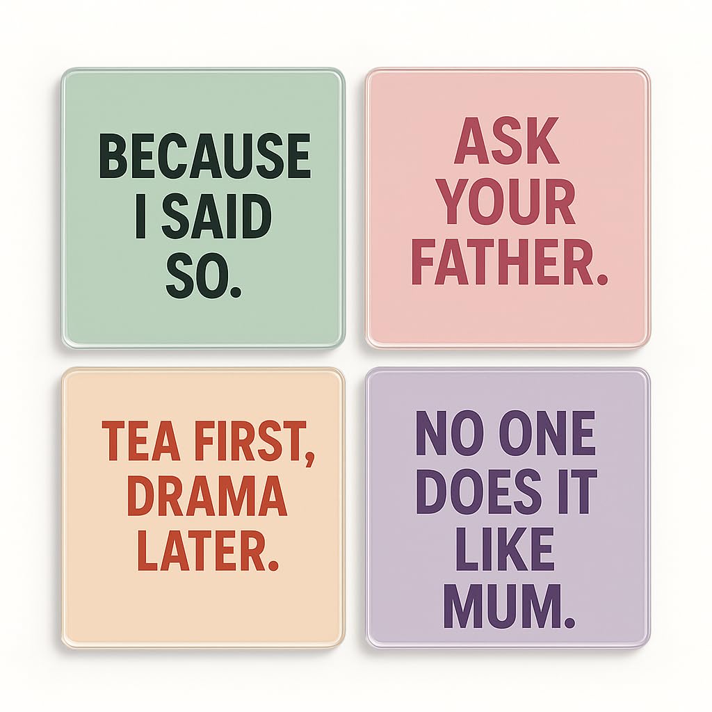 The Plum Penguin Mums Sass Palette Acrylic Coaster Gift Set Of 4 With Playful Witty Sayings - Mother's Day Kitchen Decor For Mum & Grandma