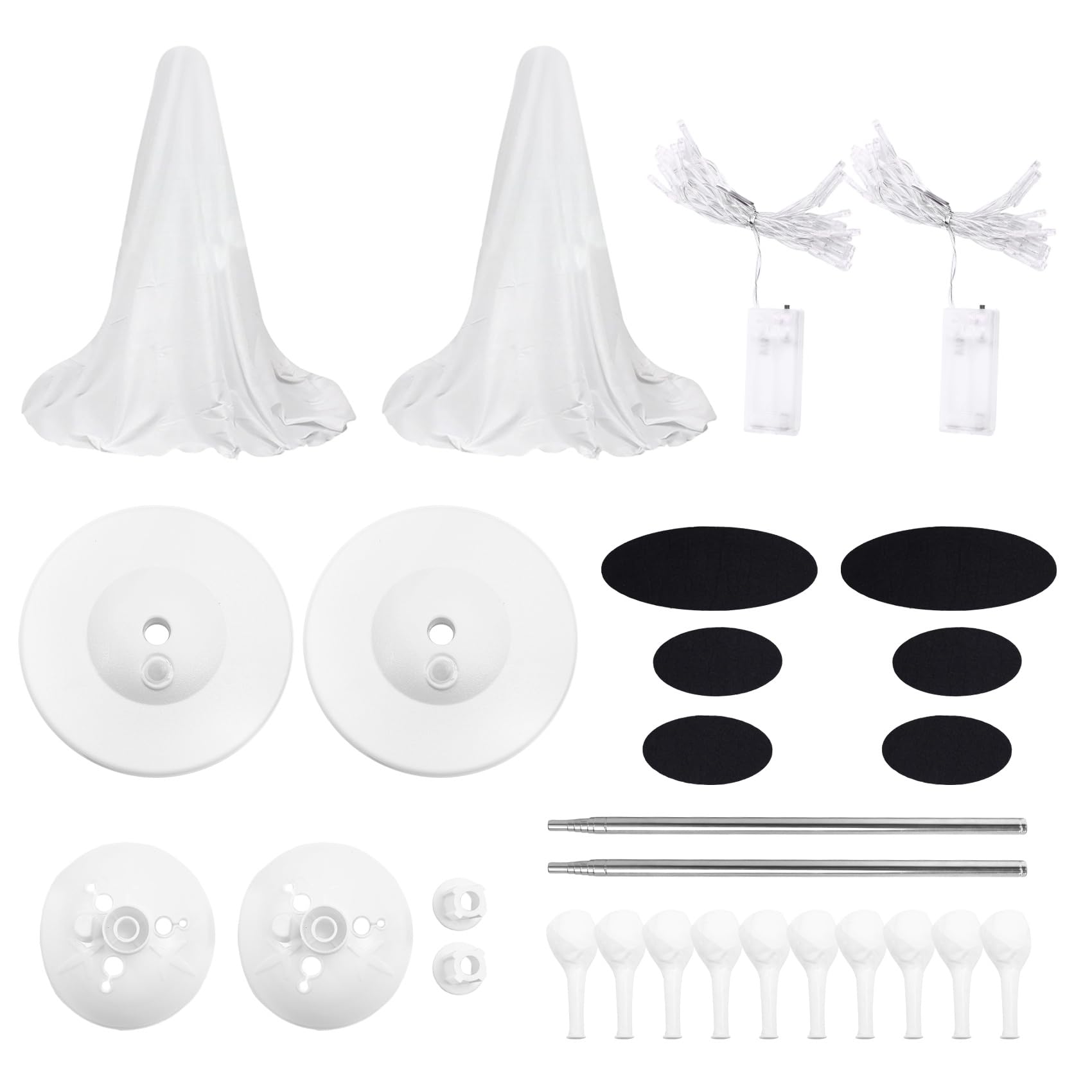 Fantômes en tissu blanc avec LED pour éclairer une décoration d'Halloween extérieure