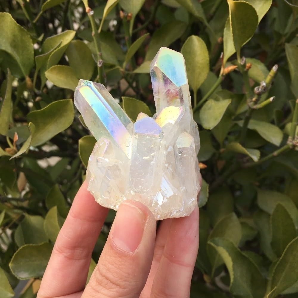 JRBJWYVV Stone White Flame Halo Quartz Crystal Cluster Office Decoration