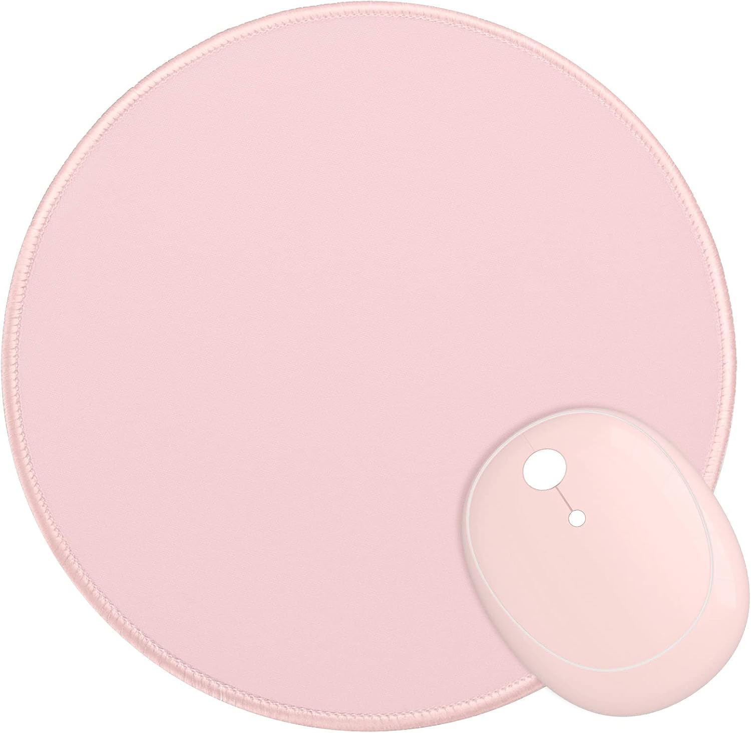 Dapesuom Round Mouse Pad, 8.7 x 8.7 Inch Premium-Textured Washable Non-Slip Rubber Base Cute Small Mouse Mat with Stitched Edge for Men Women Wireless Computer Laptop Gaming Desk Accessories, Pink