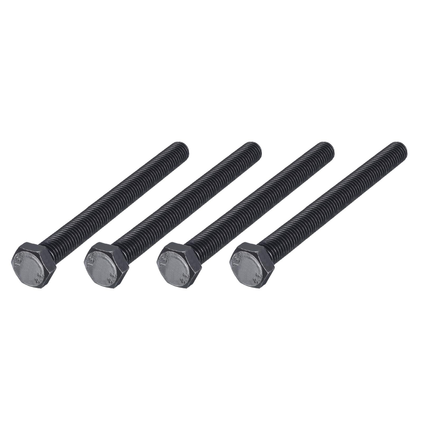 METALLIXITY Hex Bolts (M12-1.75x140mm) 4Pcs, 8.8 Grade Carbon Steel Fully Threaded Black Oxide