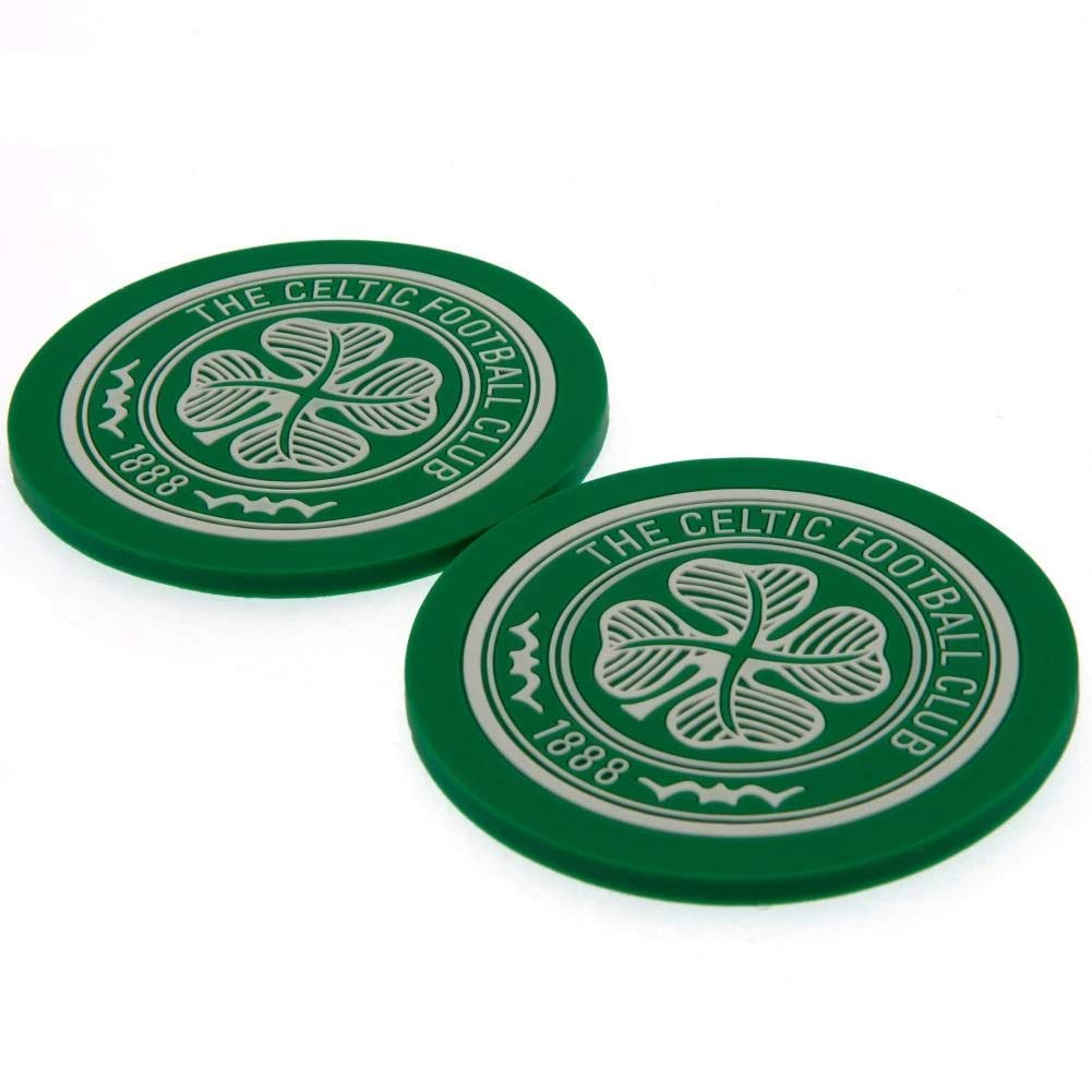 Celtic F.C. 2pk Coaster Set, Green, 10cm - Image 4