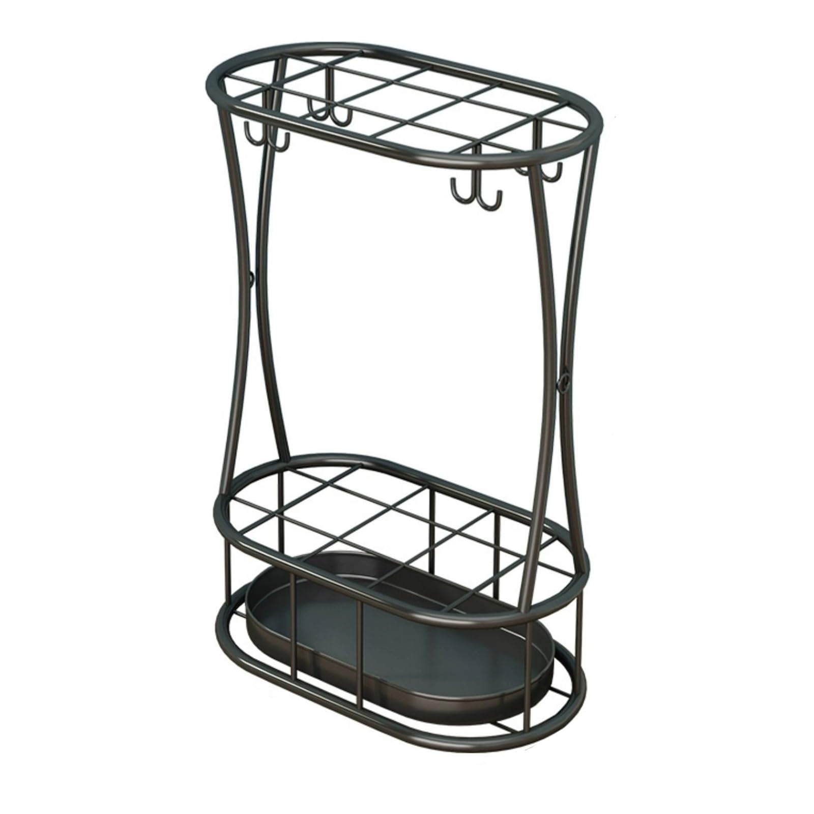 Nowoczesny stojak Umb - wielofunkcyjny uchwyt na umb z kutego żelaza do użytku wewnątrz i na zewnątrz - stylowy czarny design do hoteli i domu - 47 x 32 x 18 cm
