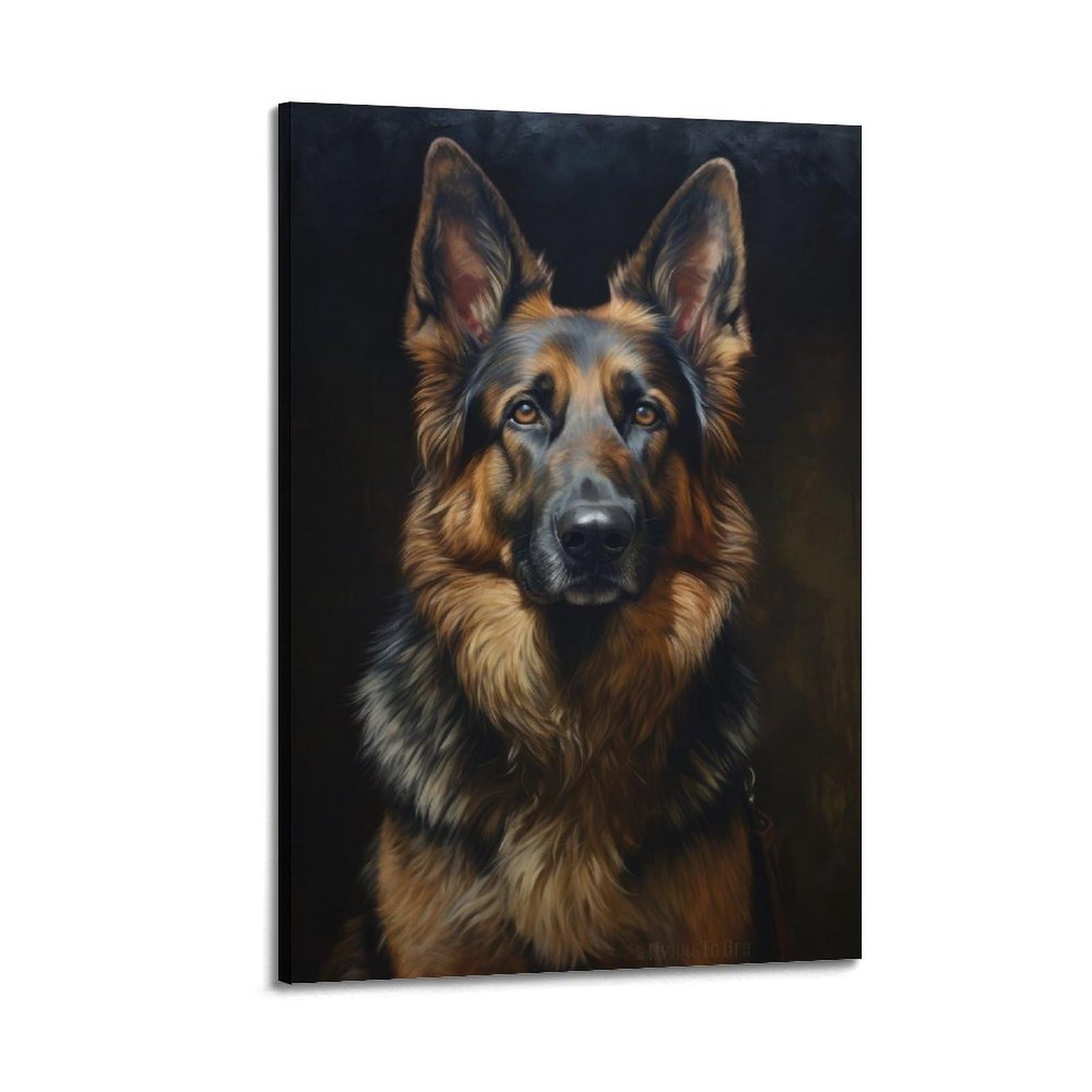 sfjjkh Animal Poster German Shepherd Portrait in Dark Poster Wall Art Canvas Aesthetic Cover Painting for Living Room Bed Room 20x30inch(50x75cm) Frame-style
