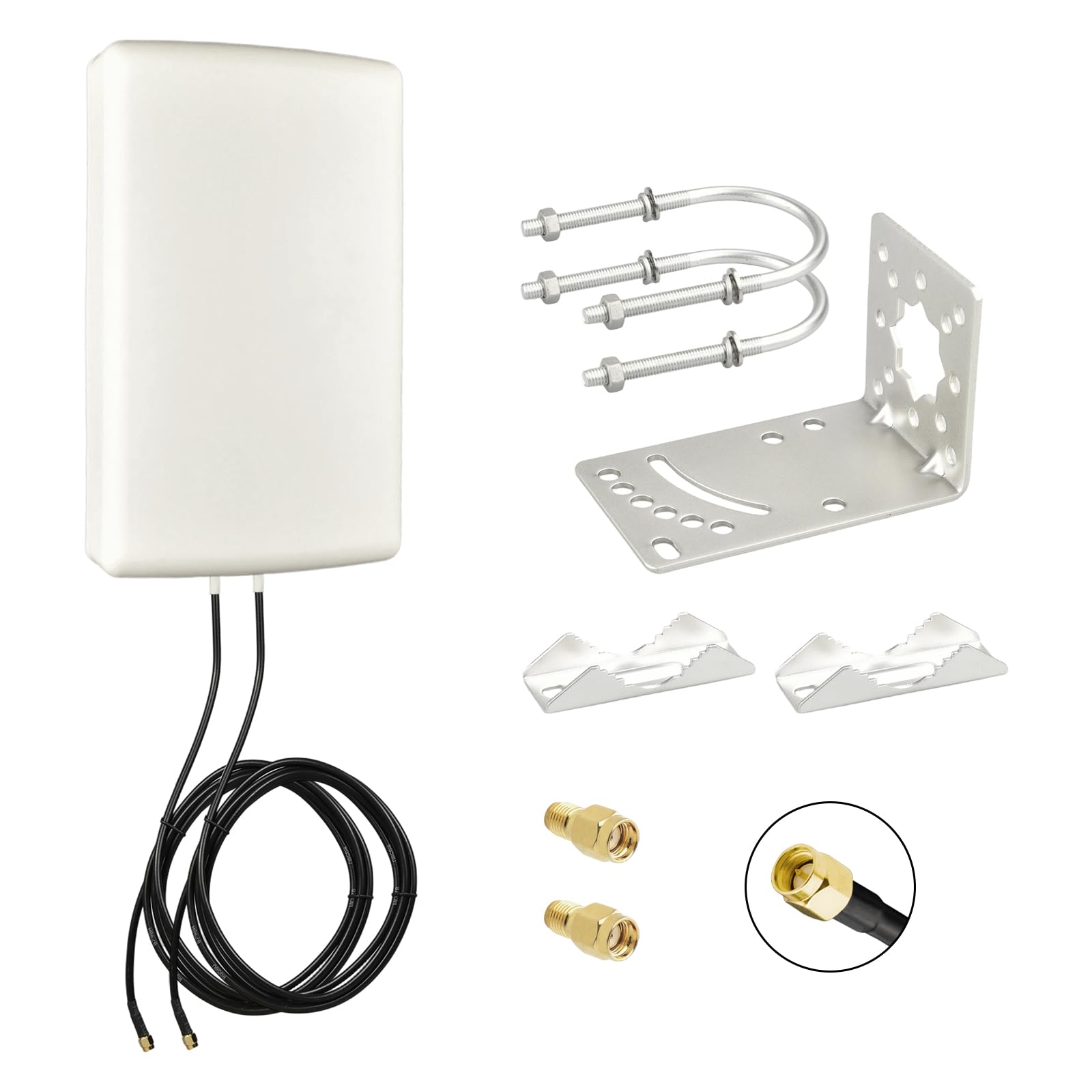 Antenna direzionale 2X2 MIMO 4G 5G 7-10dBi Antenna a pannello esterno ad alto guadagno 700-3800MHz con doppio cavo RG58 Connettore maschio SMA lunghezza 2 m per router modem hotspot