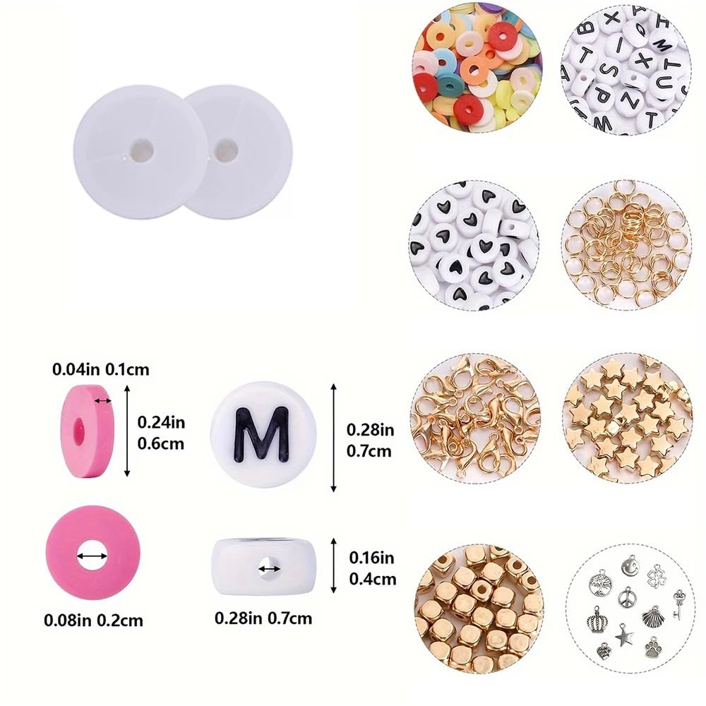 Abalorios Para Hacer Pulseras Kit de fabricación pulseras con cuentas arcilla, redondas planas, letras for hacer, joyería, 9000 Uds