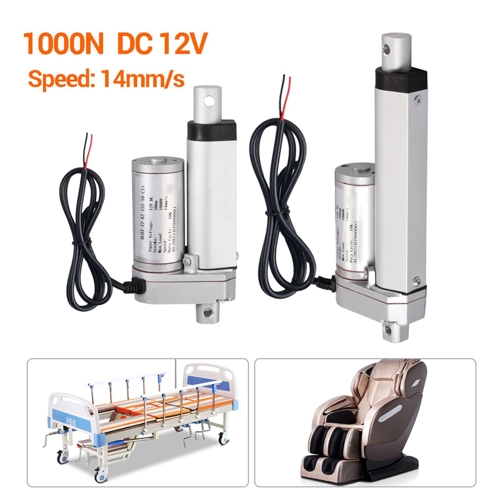 Actuador Lineal de 12 V y 1000 N, Motor eléctrico de accionamiento Lineal, Controlador de Motor Lineal (tamaño: Carrera de 100 mm)