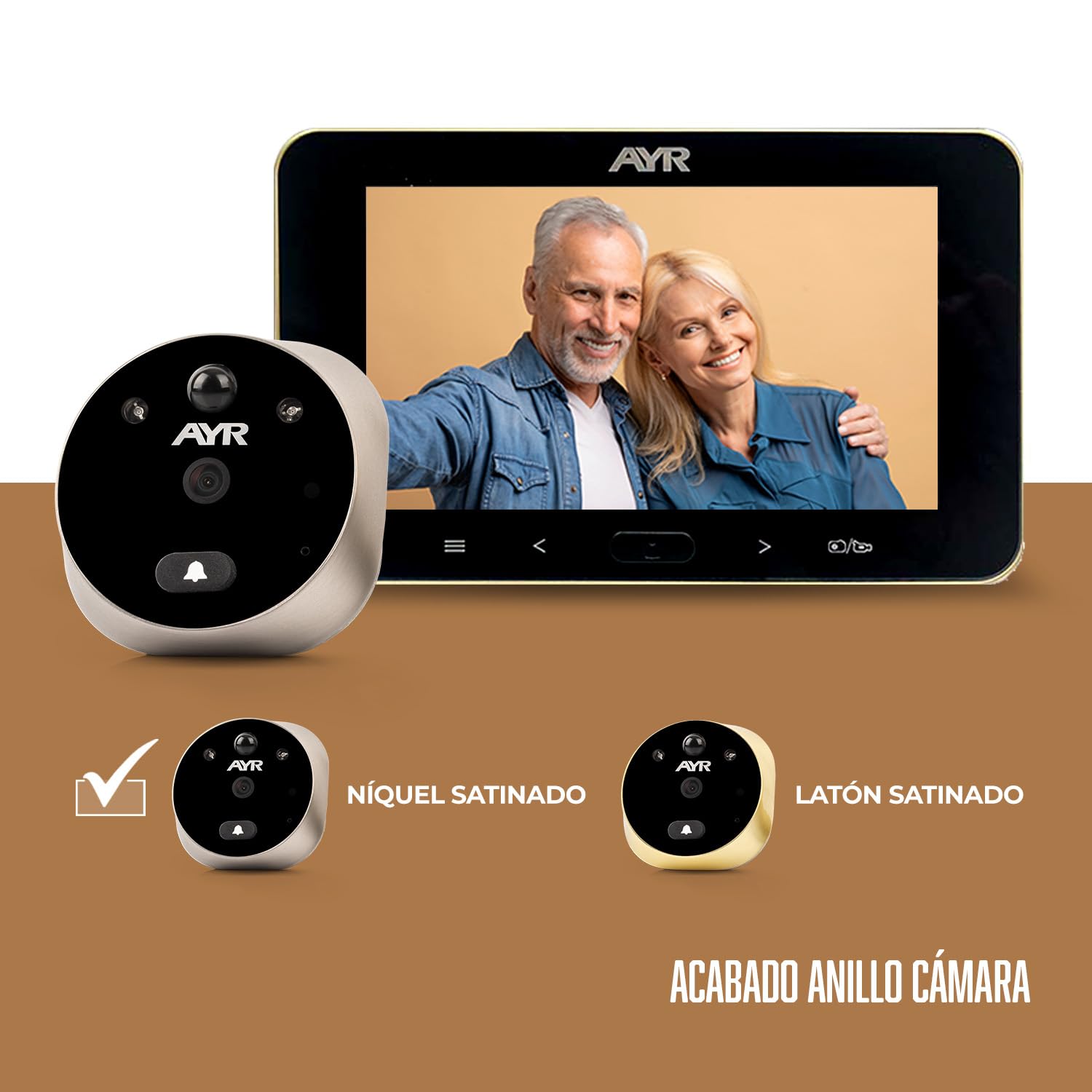 Mirilla Digital 759-HD Lite - Full HD. Acabado níquel Satinado.