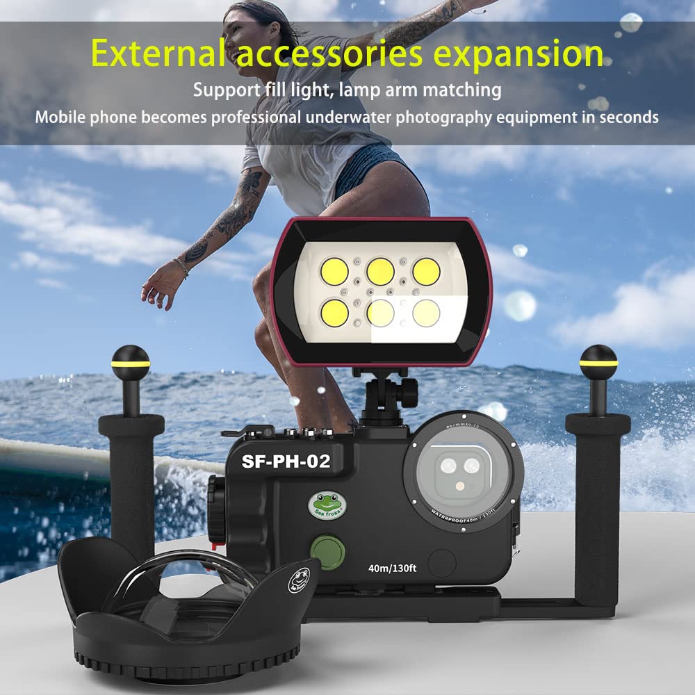 Cover impermeabile per iPhone 6/6s plus nera, custodia da immersione fino a 195 piedi/60 metri sott'acqua subacquea da 5.5 pollici