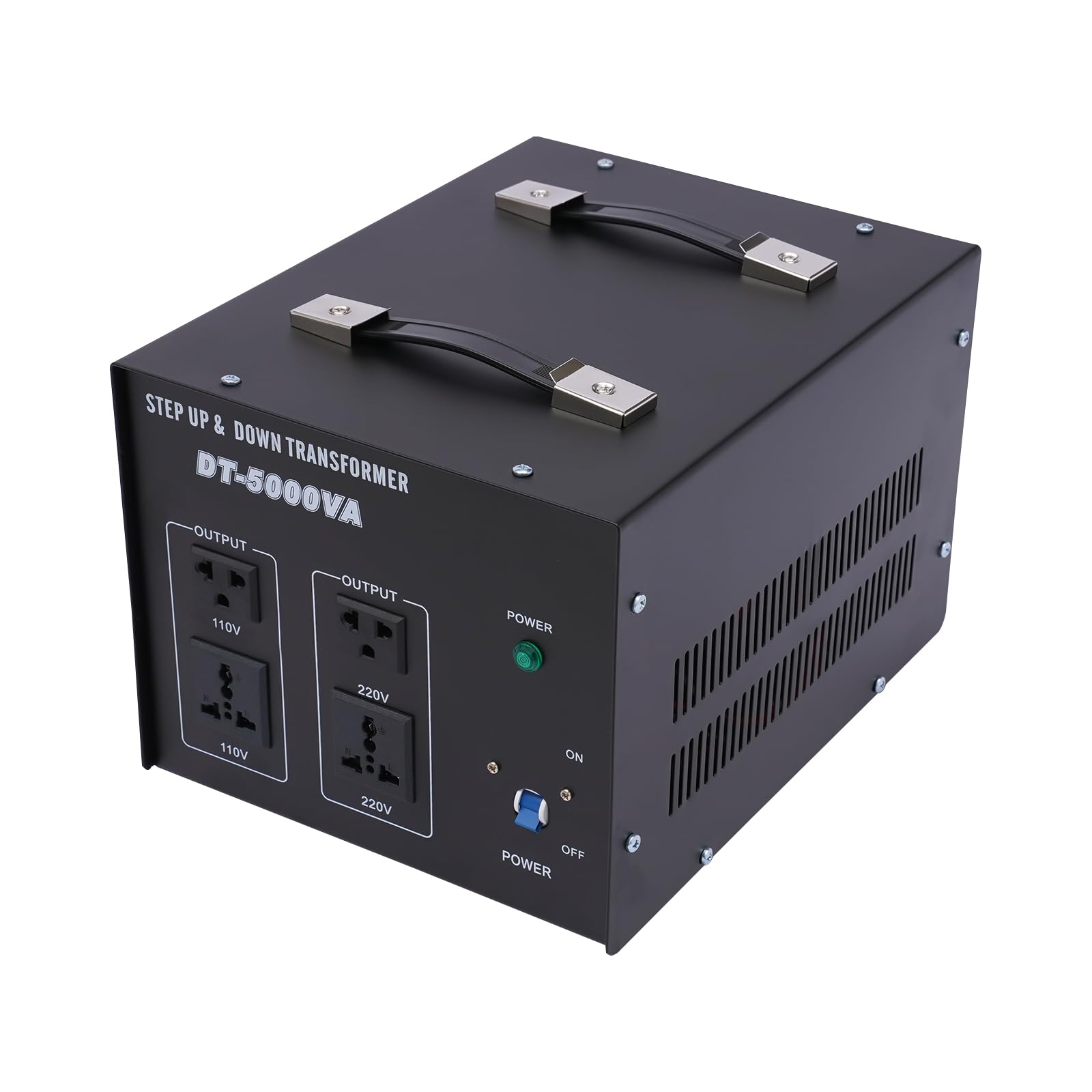 Trasformatore di tensione da 4500 W, AC 110 V, 220 V, 2 prese di uscita americane, 2 prese di uscita europee, convertitore step up down con interruzione automatica