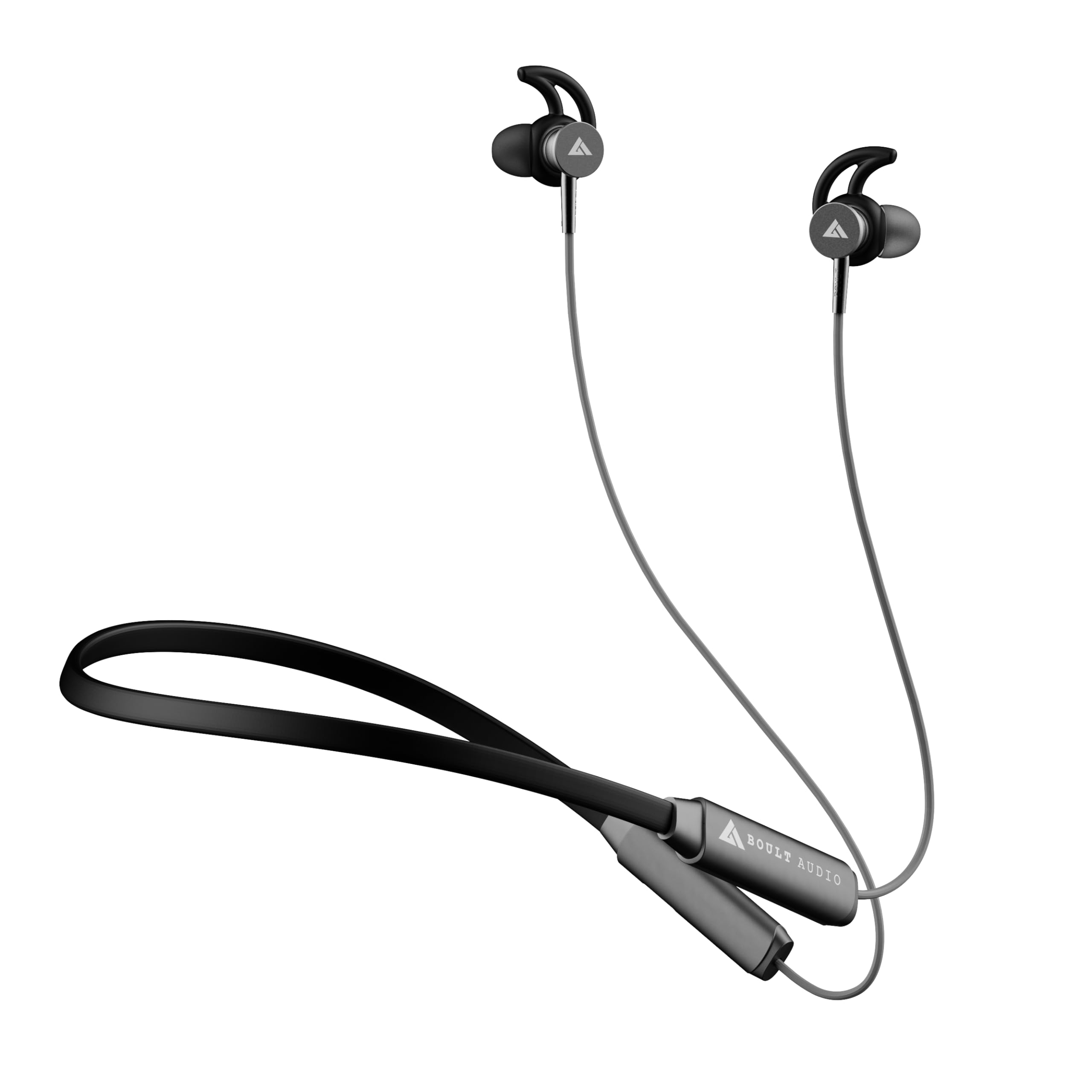 BoultAudio EQCharge Bluetooth Earphones with 32H Playtime, Zen ENC Mic, Dual Device Connectivity, Type C Fast Charging (5Mins=7Hrs), 14.2mm Bass Driver, Made in India, IPX5 Silicon Neckband (Black)