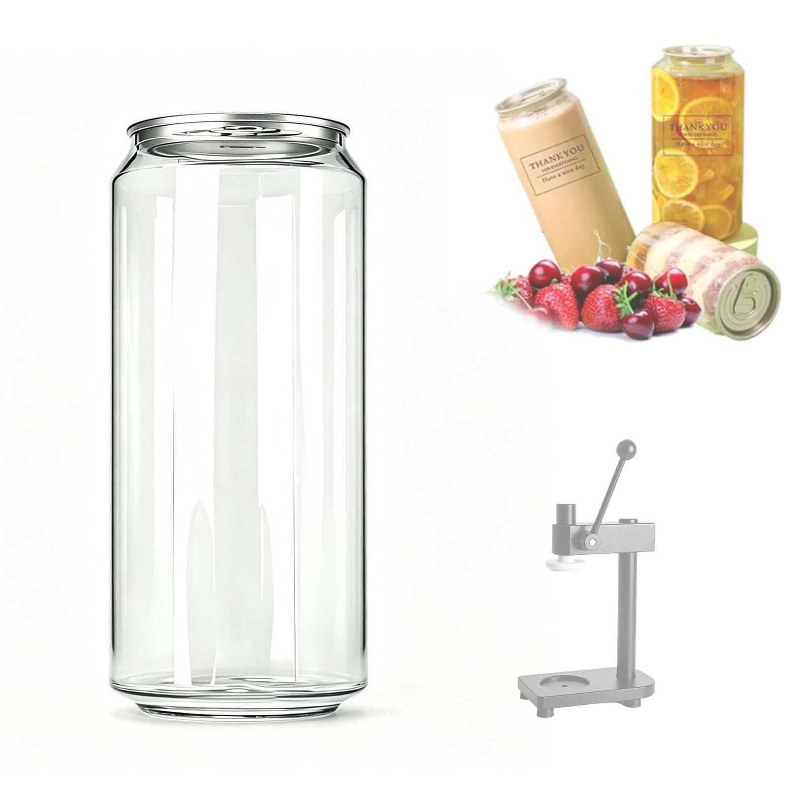 aromaoveite 200 Pack Sealable Pet Beverage Cans With Aluminum Pull Tab Lids, Clear Plastic Can Sealer Cups For Juice, Soda, Milk Tea, Coffee, Smoothies, Bubble Tea, Cafes, Parties 500ml