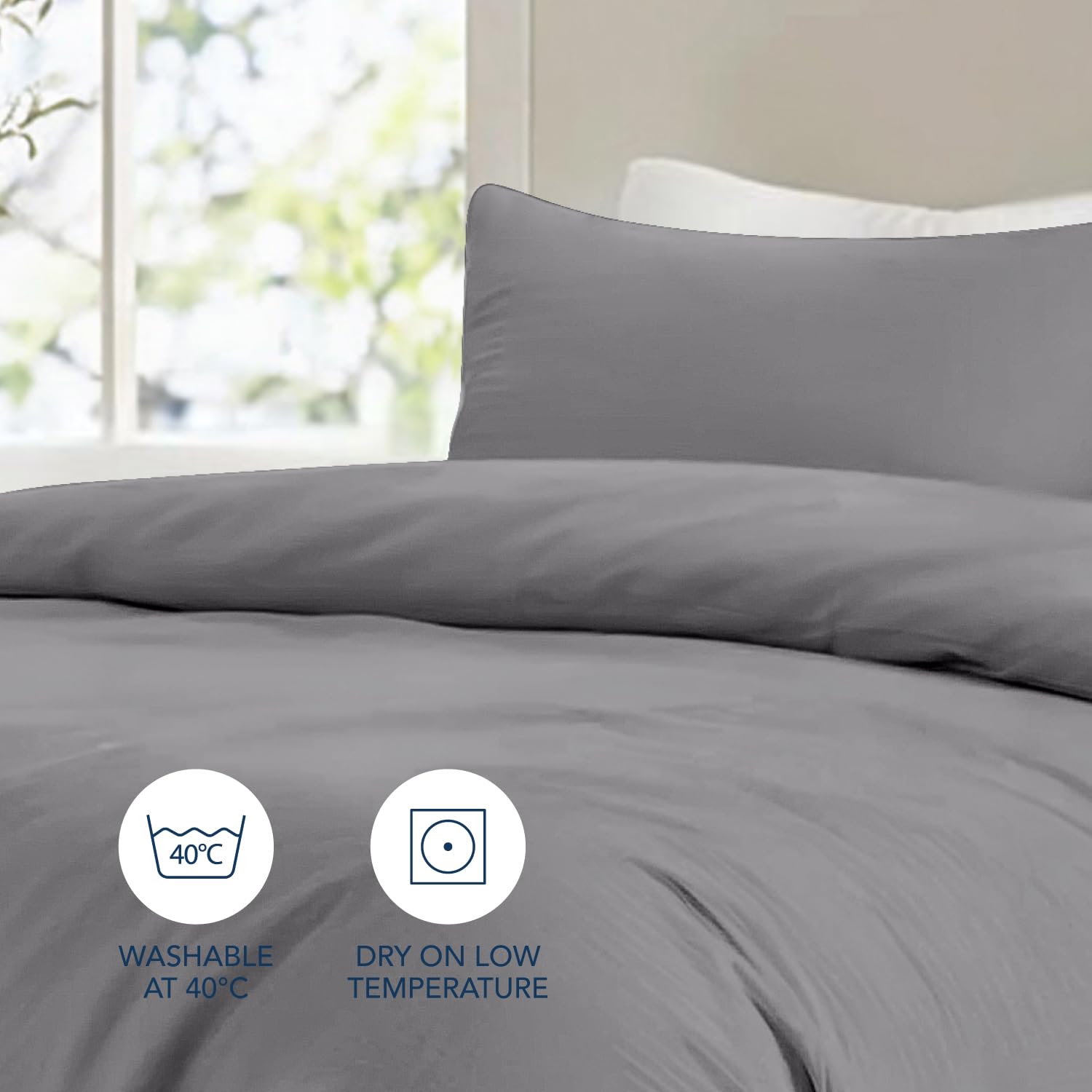 Dreamzie Copripiumino Matrimoniale 240x260 cm con 2 Federe 65x65 cm - Antracite - Set Copripiumino Matrimoniale 240x260