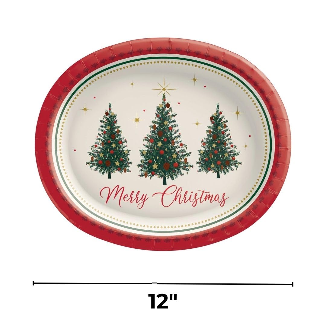 amscan Eleganti piatti ovali multicolore sempreverdi (25,4 x 30,5 cm), confezione da 8, piatti usa e getta di alta qualità per feste ed eventi
