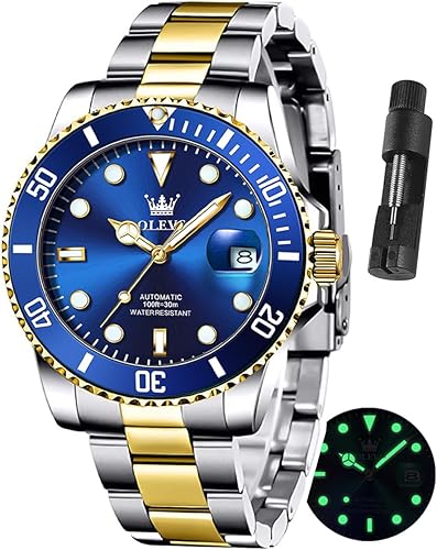 OLEVS Reloj mecánico para hombre ahueca hacia fuera impermeable reloj de cuerda automático para hombres